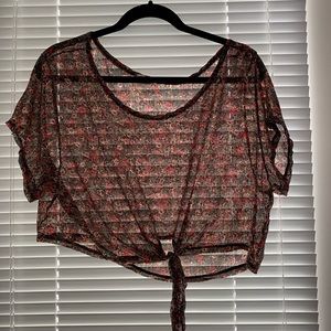 RARE Brandy Melville Sheer tie front top